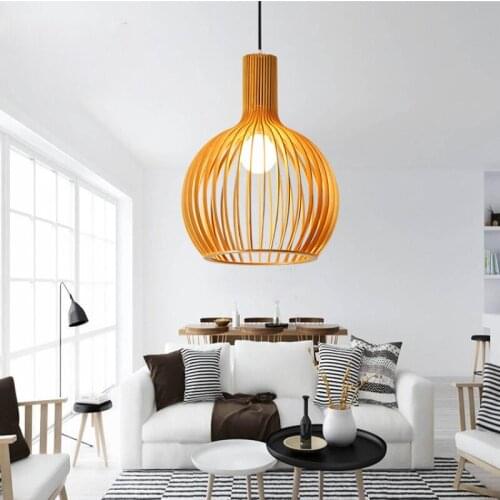 Japan Simple Log Pendant Lights Dinning Room Lights Bedroom Fixture Restaurant Hanging Lamp Hotel LED Decoration E27 Lighting