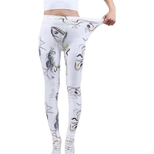YSDNCHI Woman Face Printing Yoga Pants Fitness Leggings Sports Running Leggins Sexy Push Up Gym Wear Elastic Slim Workout Tights