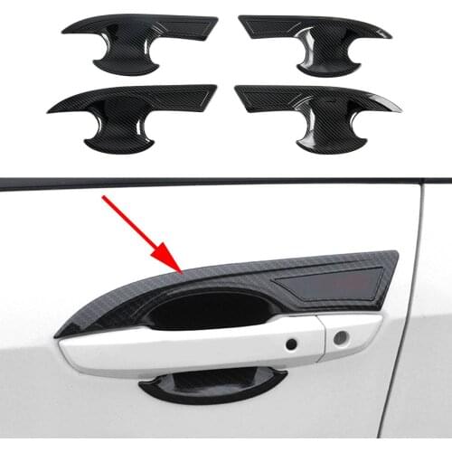 Carbon FIber Car Door Handle Bowl Cup Protector Cover Fit For Honda Civic Hatchback 2020 2021 Accessories Exterior Trim