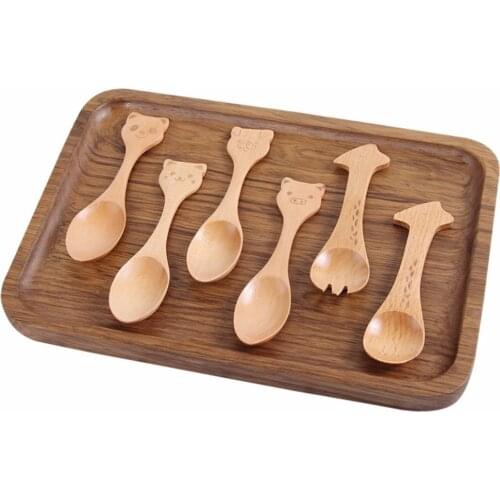 1pcs Fashion Wood Cute Animal Pattern Kids Spoon Easy Kitchen Eating Tool Decoration Wooden Flatware Kitchen Cutlery#007