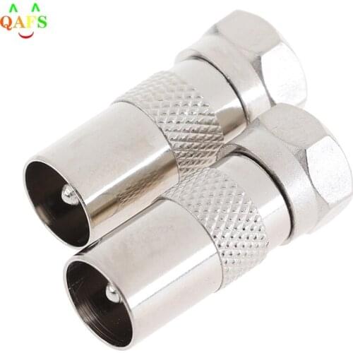 2Pcs F Type Male Plug Connector Socket To RF Coax TV Aerial Male Adapter