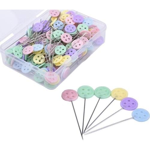 200 Pieces Flat Button Head Pins Boxed for Sewing DIY Projects (Assorted Colors)
