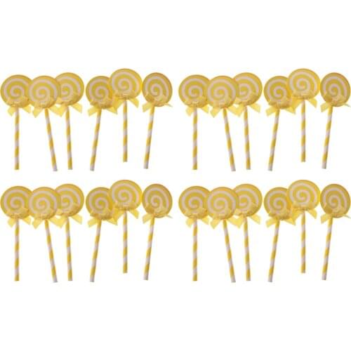 24pcs Lolly Lollipop Cake Topper Cupcake Picks Wedding Birthday Cake Decor