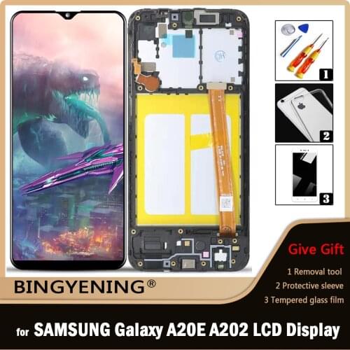 3pcs/5pcs/10pcs For Samsung Galaxy A20E A202 A202F A202DS Full LCD Display Screen Touch Digitizer Assembly with Frame Replace