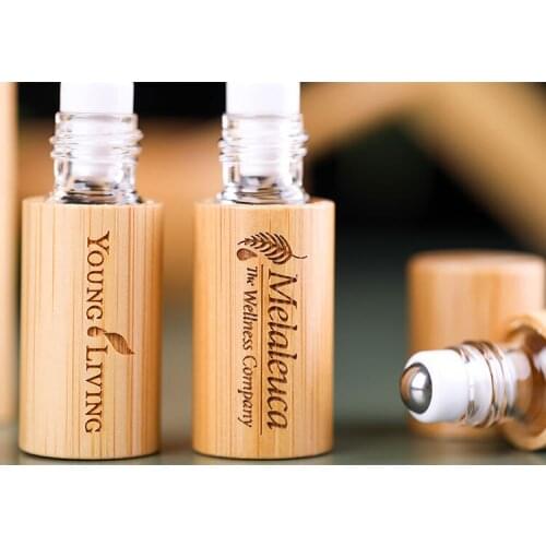 5ml 10ml 15ml Olive Oil Bottles Steel Roller Ball Lip Oil Bamboo Bottle Essential Oil Jar ECO Bamboo With Bamboo Lid Tube