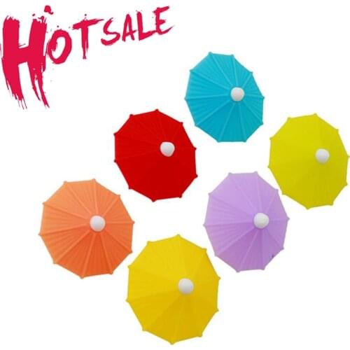 6pcs Silicone Red Wine Glass Marker Creative Umbrella Marker Charm Drinking Glass Identification Cup Labels Tag Signs For Party