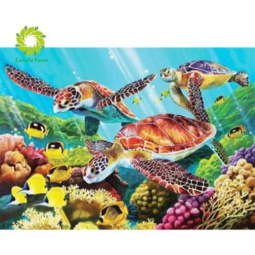 LaoJieYuan Diamond Painting Cross Stitch tortoise Diamond Embroidery Animals 5D DIY Mosaic Full Drill Decoration Home