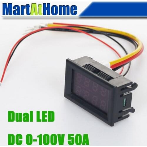 Argedo Free shipping DC 0-100V 100A Dual LED Digital Voltmeter Ammeter Voltage Amp Meter Blue & Red #BV247 @CF