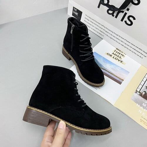 Womens PU Leather Ankle Boots Women Autumn Winter Cross Strappy Vintage Women Zipper Boots Flat Ladies Shoes Woman Botas Mujer