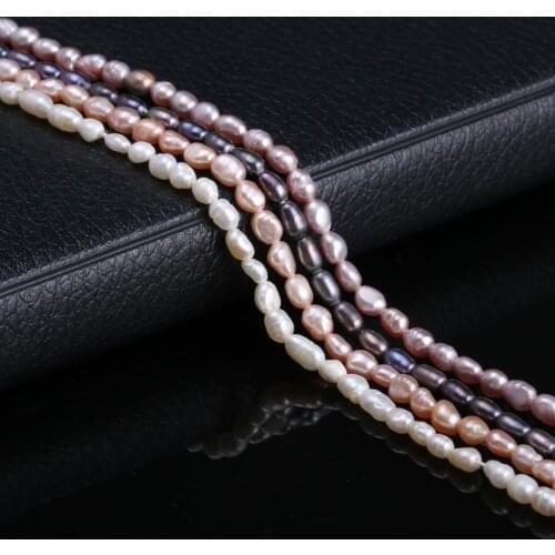 Hot Sale Natural Freshwater Pearl Rice-Shaped Loose Beads 3-4 Mm For Jewelry Making DIY Bracelet Earring Necklace Accessory