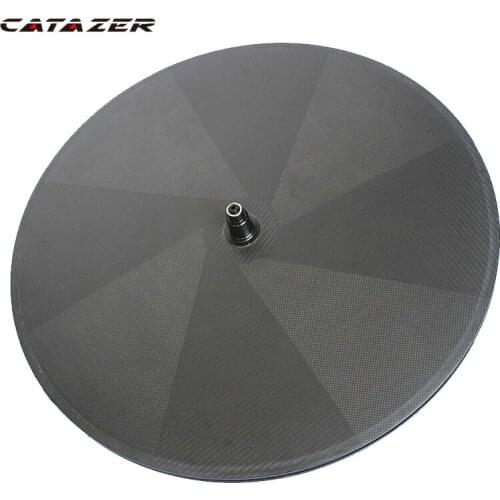 Catazer 700C Triathlon TT Tubular or Clincher T700 Carbon Disc Wheel High Speed for Road Bike Track Fixed Gear 2 Year Warranty
