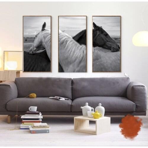 Black and white pictures frameless painting animal still life black and white pictures horses in love 3 panels canvas prints