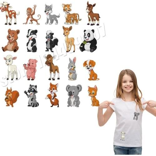Patches For Kids Animals Cartoon Cute Stickers Washable DIY Custom Accessory Parches Easy Print Applique Heat Transfer Patches