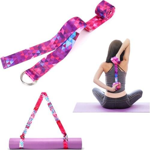 Yoga Stretch Strap Multi-Colors Adjustable D-Ring Belt Fitness Exercise Rope Figure Waist Leg Resistance Fitness Bands Yoga Belt