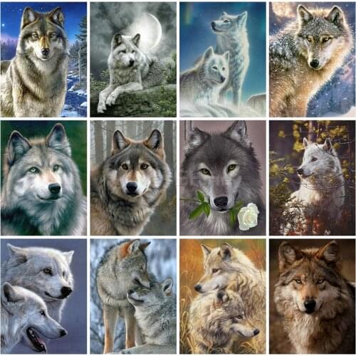 EverShine 5D Diamond Painting Full Square Animals Diamond Embroidery Wolf Cross Stitch Rhinestones Art Handwork Home Decor