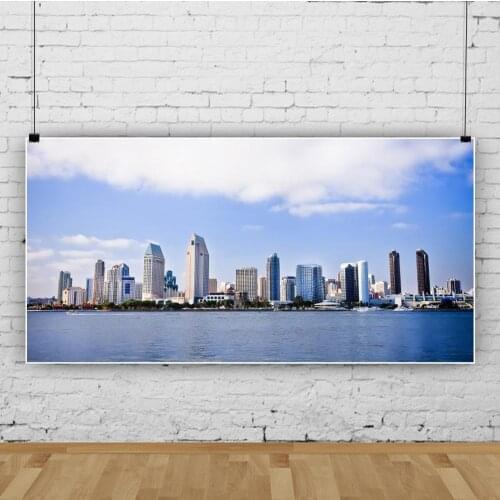 Photography Background Morning Seaside Bustling Urban High-Rise Buildings Picture Studio Photo Props Family Decoration Backdrop