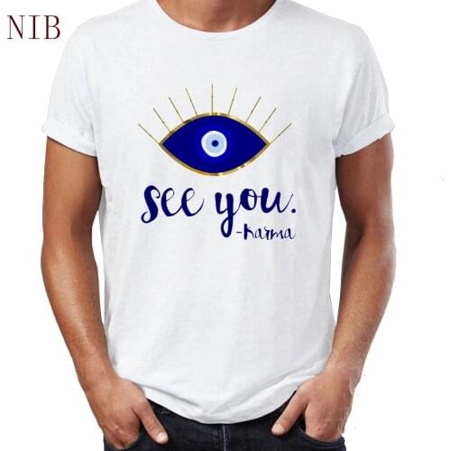 Harajuku Evil Eye printing mens T shirt gothic punk posimilan style pattern t shirt casual oversized tops women/mens T-Shirts