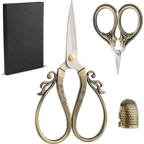 KAOBUY 3 PCS Embroidery Scissors Retro Scissor Stainless Steel High Quality Suitable for Professional Tailor Sewing and Quilting