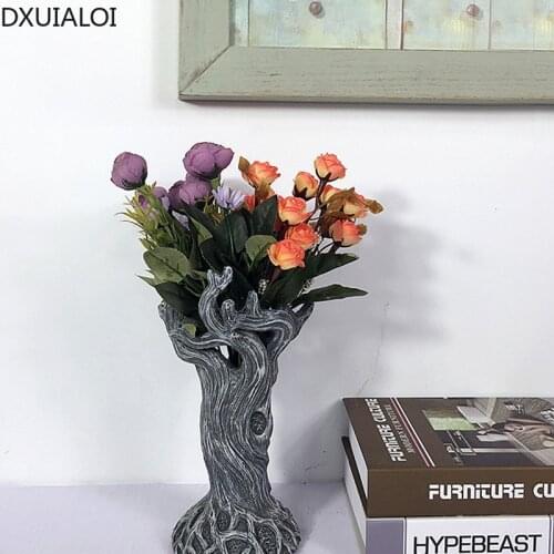 DXUIALOI Retro Creative Tree Root Vase Home Living Room Desktop Entrance Dining Table TV Cabinet Flower Arrangement Vase
