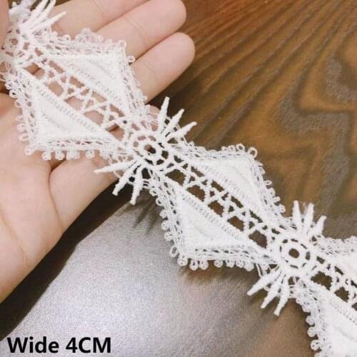 4CM Wide White Cotton Embroidery Fringe Ribbon Dress Clothing Neckline Collar Lace Applique Sewing Trimming Garment Accessories