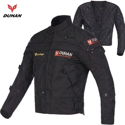Autumn motorcycle jacket DUHAN warm lining, wearproof 600D Oxford Moto racing jackets motorbike clothes Black M L XL XXL XXXL