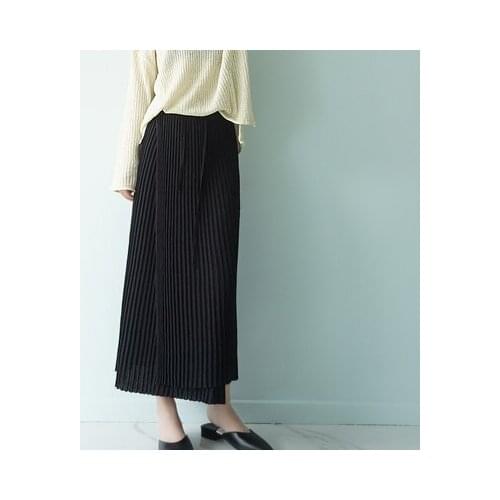 HOT SELLING Miyake knitting fold pure color pleated Metallic satin face skirt One piece irregular pleated skirt IN STOCK