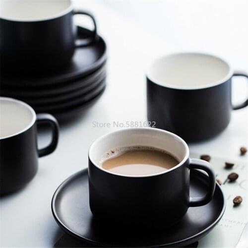 Nordic Style Matte Coffee Cup Set Home Flower Afternoon Tea Cup Saucer Simple Ceramic Coffee Milk Cup Drinkware