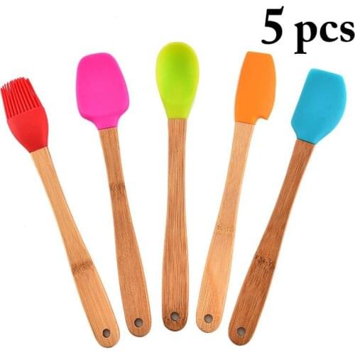 Kapmore Baking Utensils Set Non-Stick 5Pcs Silicone Spatulas Stirring Spoon Baking Tools Accessories Baking Spatulas Set