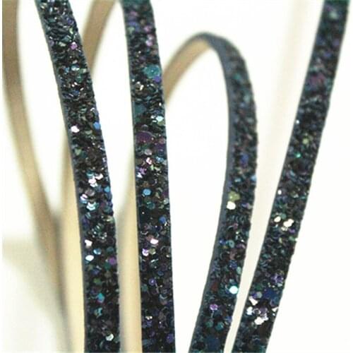 5x2mm Dark Blue AB Flat Leather Strip Cord,1pcs Bracelet Cord, 1pcs(120cm)
