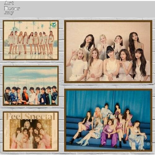 Twice Kpop Band Retro Kraft Paper Movie Poster For Home Art Decoration Posters
