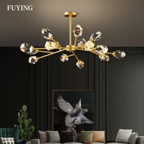 New Arrival Fuying Indoor Lighting Chanderliers Simple Copper Crystal Chandelier for Living Room Bed Room Restaurant