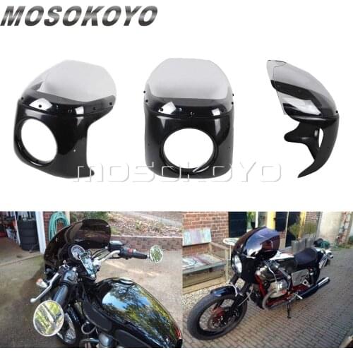 Motorcycle Transparent 7" Round Headlight Fairing Retro Head Light Mask for Harley Chopper Cafe Racer Bobber
