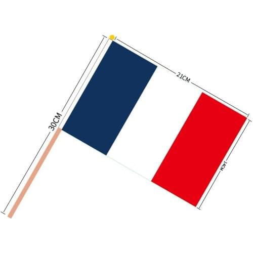 Free shipping 100pcs/lot french hand flag with 14cm*21cm waving the flag france hand flag