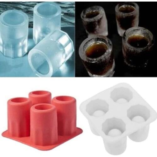 4-hole Ice Cup Food Grade Ice Tray Silicone Mold DIY Chocolate Mold Candle Making Jars Soap Form Fondant Molds