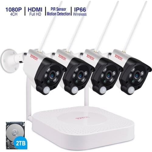 Tonton 1080P CCTV Camera System Wireless 4CH NVR Wifi Camera Kit 2TB HDD Video Surveillance Smart Home Security IP Cam Outdoor