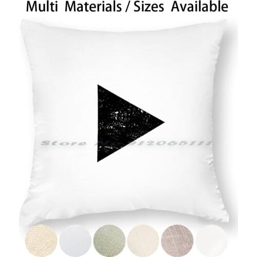 Distressed Play Button Black Color. Pillow Case Throw Pillow Cover Cotton Linen Flax Logo Video Pewdiepie Social Media Epic