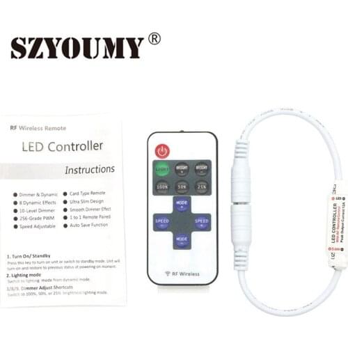 SZYOUMY DC12V 12A 11 Keys Mini RF Remote Controller DC Plug Dimmer For SMD 3528 5050 Single Color LED Roll Strip Light
