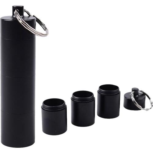 Waterproof Stainless Steel Capsule Seal Bottle Three layers Survival Pill Box Container Capsule Pill Bottle Tank Case Outdoor ED