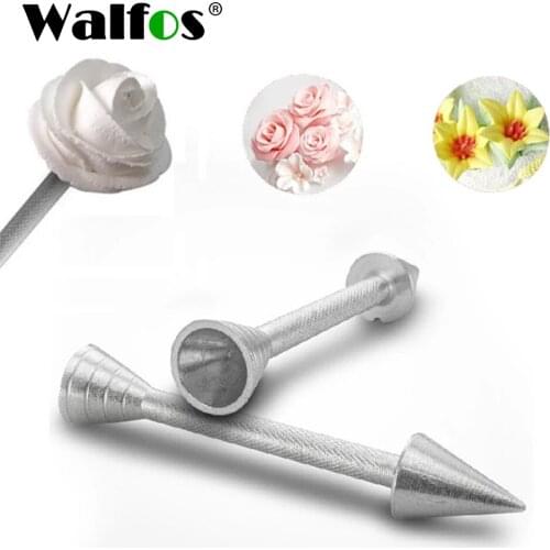 Walfos Roses Flower Holder Decoration Pastry Sticks Baking Cone Cream Tools Piping Cake Aluminium Alloy 1PC Rod Pastry Sticks