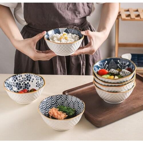 Japanese tableware creative ceramic rice bowl noodle bowl soup bowl salad bowl household chopsticks set ceramic dishes