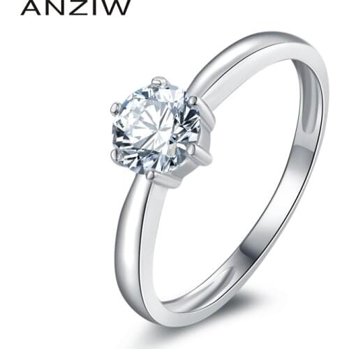 Hot Sale Round Cut Sona Solitaire Wedding Rings Women 925 Sterling Silver Engagement Rings White Gold Party Ring Free Shipping