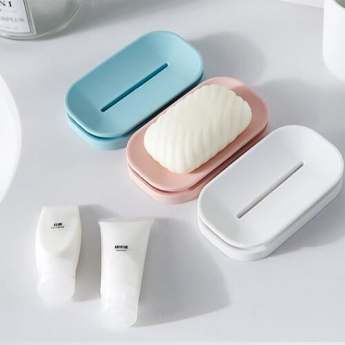 1PCS New home dormitory portable soap holder double bathroom toilet simple drain bathroom gadgets jaboneras de plastico