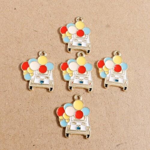 10pcs 18*24mm Cartoon Enamel Balloon Car Charms for Making Fashion Earrings Pendants Necklaces DIY Handmade Jewelry Findings