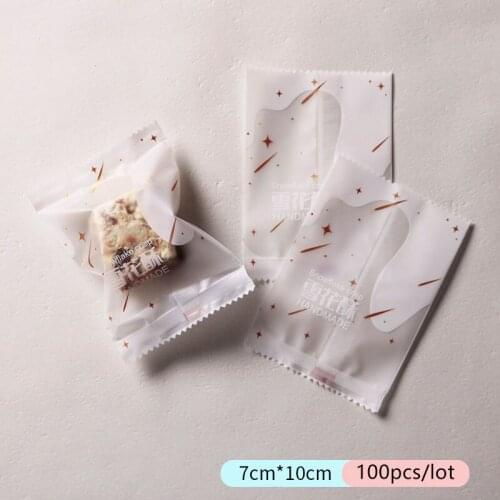 100pcs/lot Cookie Candy Packaging Bag Cartoon White Cream Dripping Decor Cellophane Homemade Plastic Snowflake Crispy Gift Bag