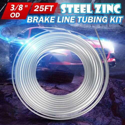 25Ft 7.62m Roll Tube Coil of 3/8" OD Steel Zinc Silver Copper Brake Pipe Hose Line Fuel Piping Tubing Tube Kit Anti Rust