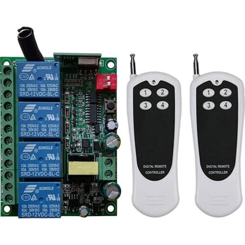 500m Universal AC110V 220V 230V 10A Relay 4CH 4 CH Wireless RF Remote Control Switch Transmitter+Receiver Module /lamp/ window