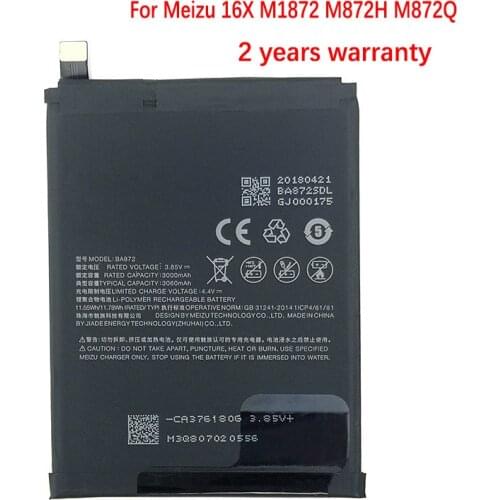 New 3060mAh BA872 Battery For Meizu 16X M1872 M872H M872Q Mobile Phone In Stock High Quality Battery