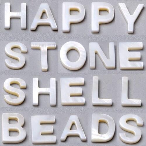 White Shell Beads 26 Alphabet Charm Earings Women Natural Mother Of Pearl Inital Letter Drilled Beads Pendant DIY Jewelry Making