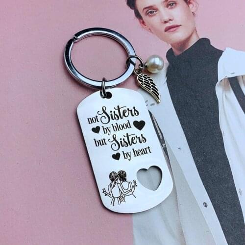 Oeinin Arrtracive Keyring Men Sisters By Blood Simple Keyring Sister Friendship Friends Gift Key Chain Stainless Steel Brelok