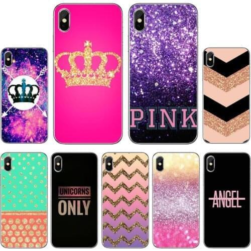 For Xiaomi mi Redmi Note 3 4 4X 5 6 7 8 8t 9 9s 9t 10 pro lite glitter-queen-king-pink Soft Bag Case
